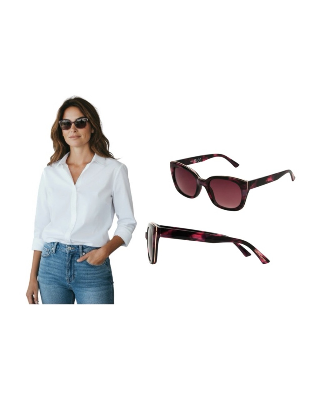 Foster Grant Women’s Cat-Eye Pink Tortoise Shell Gradient Lenses Sunglasses - Picture 2 of 11